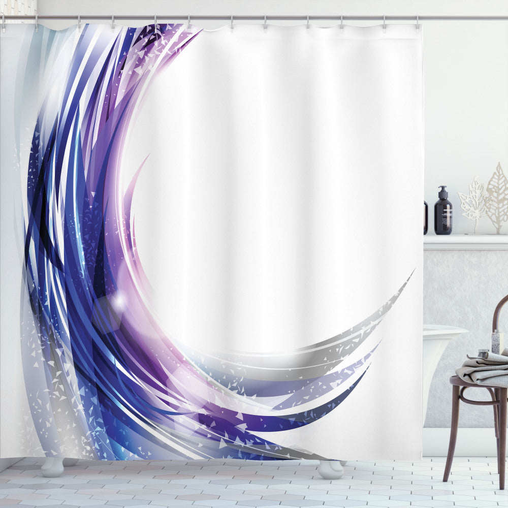 Abstract Purple, White, and Blue Wave Ombre Dot Shower Curtain