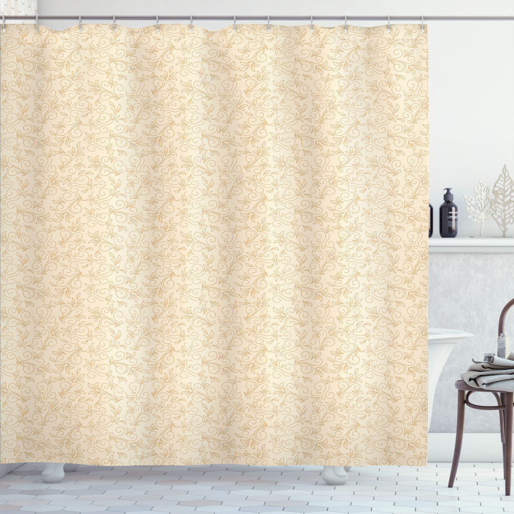 Abstract Floral Pattern in Beige and Redwood: Shower Curtain Design