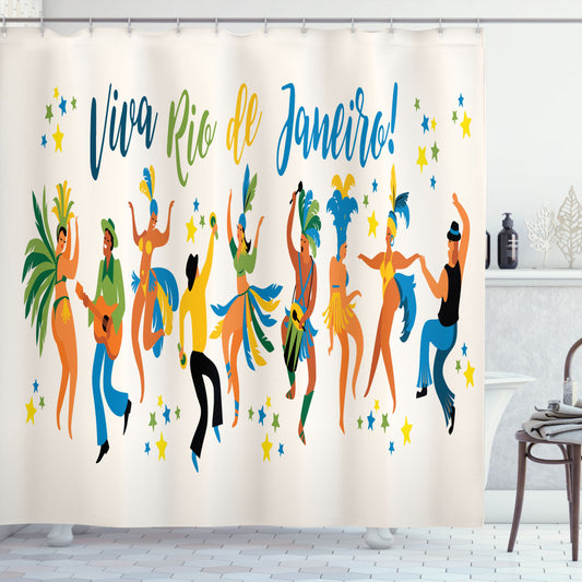 Vibrant Rio De Janeiro Carnival Bath Curtain - Multicolor Wonderland