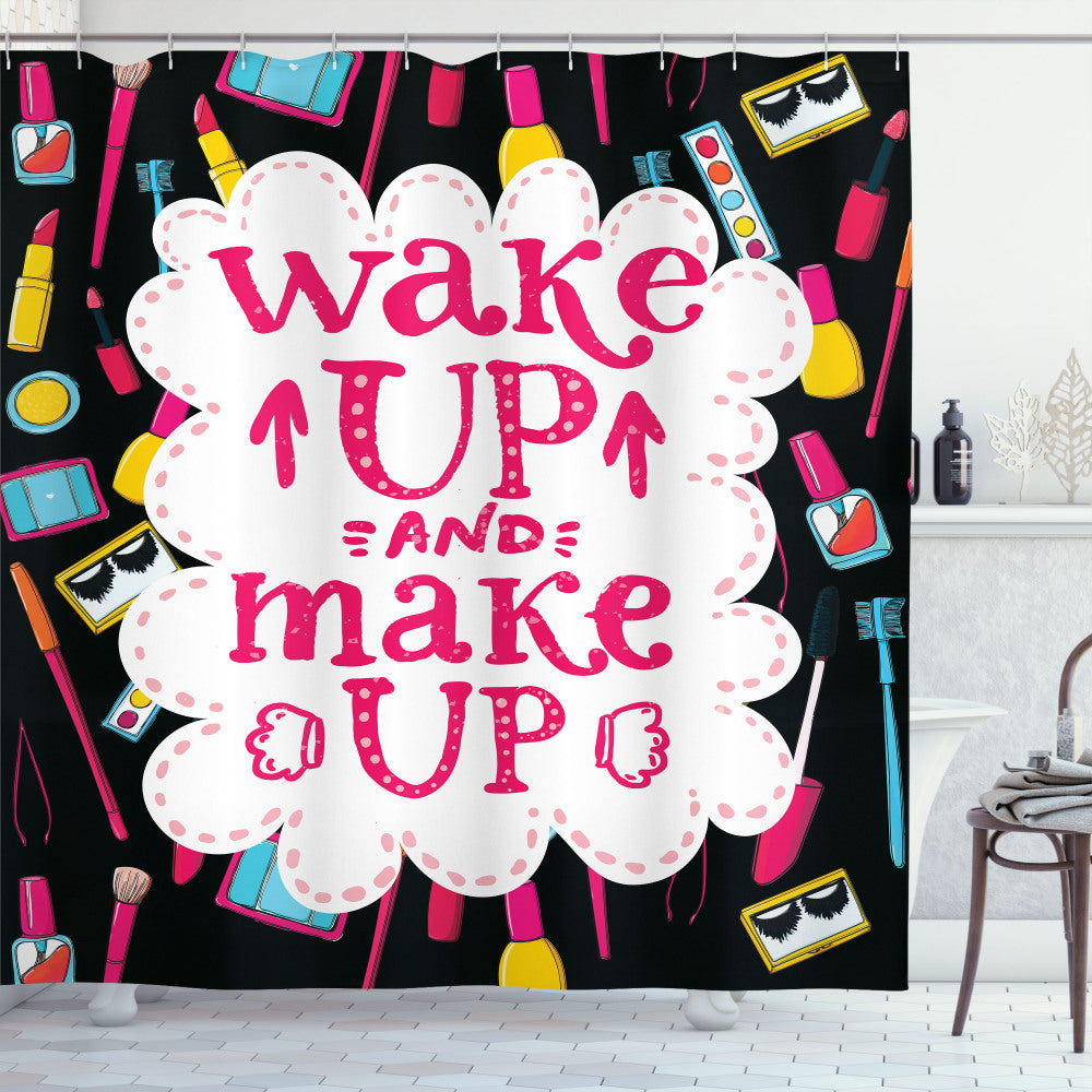 Witty Wake Make Multicolor Saying Shower Curtain: An Optimized Title for a Unique Bathroom Product