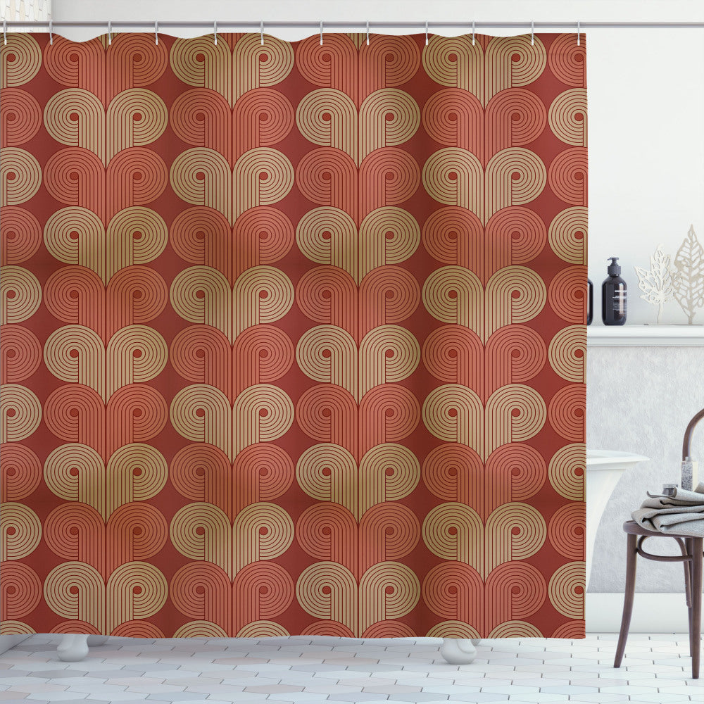 Abstract Paprika, Camel, and Pale Rust Vintage Striped Swirls Shower Curtain