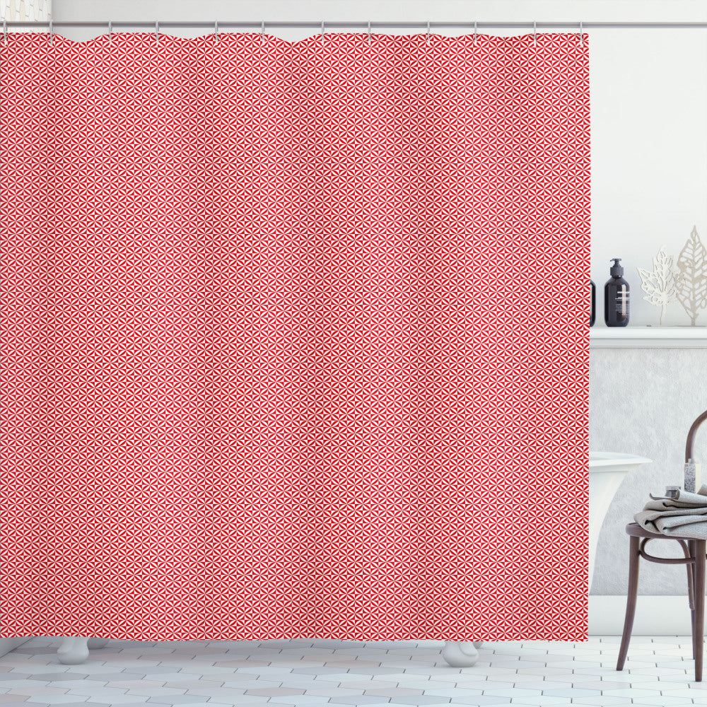 Abstract Monochromatic Square Motif in Vermilion and White Shower Curtain