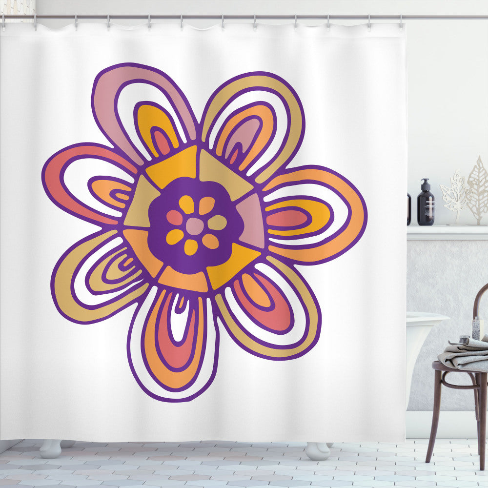 Abstract Multicolor 7-Petal Lonely Flower Shower Curtain