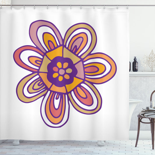 Abstract Multicolor 7-Petal Lonely Flower Shower Curtain