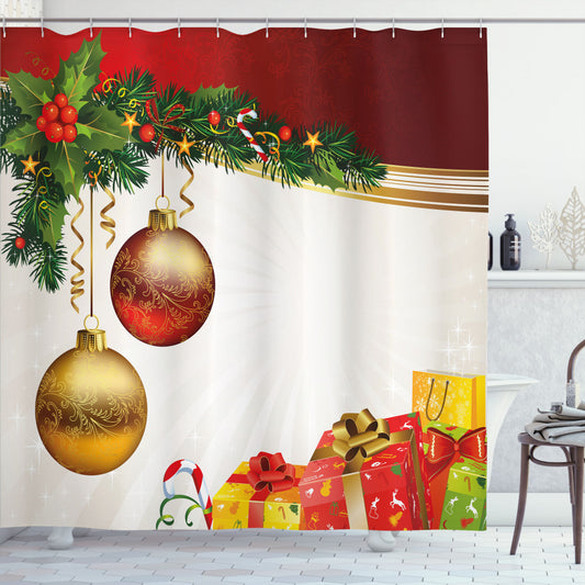 Christmas Yule Eve Baubles Multicolor Shower Curtain