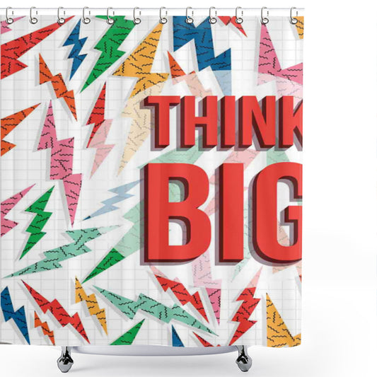 90s Retro Navy and Red Shower Curtain: Think Big Words