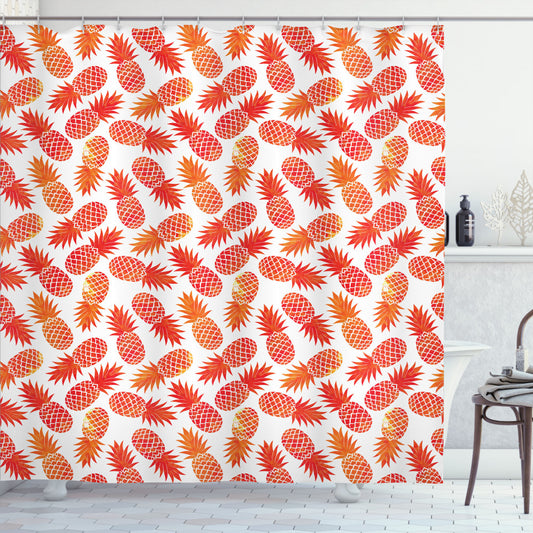 Vintage Tropical Exotic Orange and White Shower Curtain