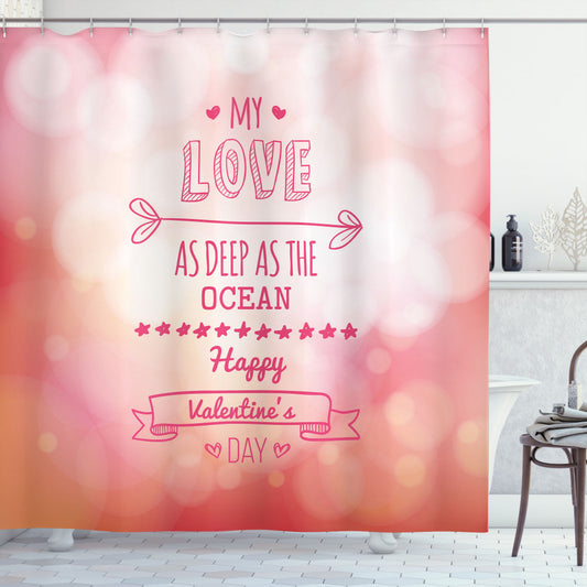 Valentine's Day Love Story: Coral and Pink Shower Curtain