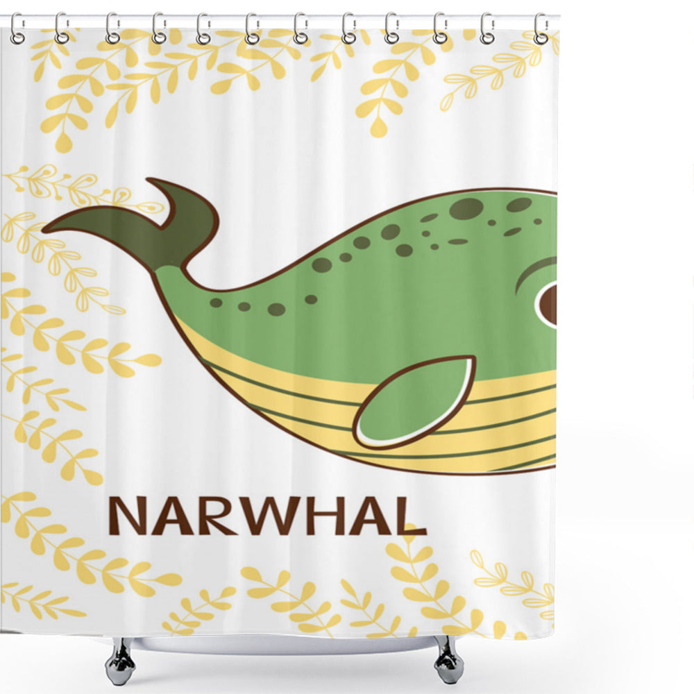 Aquatic Colorful Whale Custom Shower Curtains