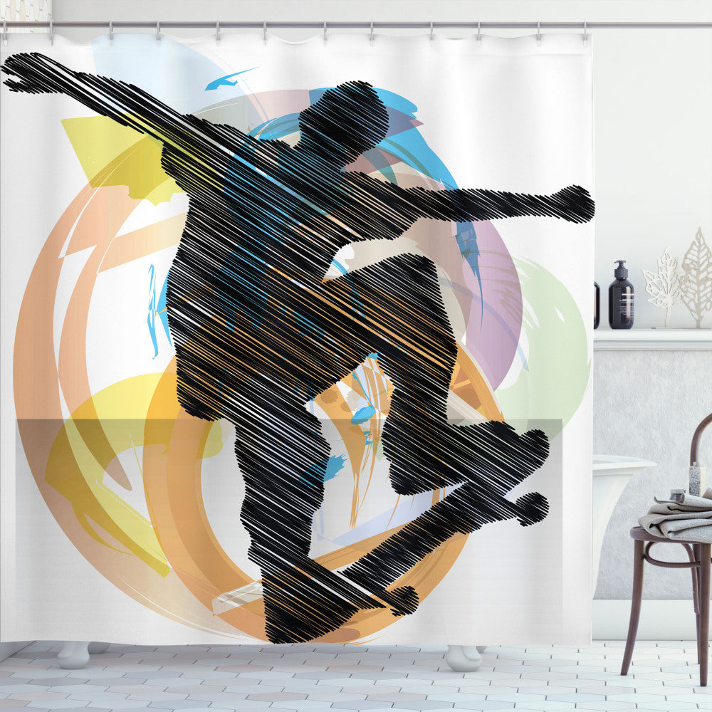 Teen Room Multicolor Skater Sketch Art Shower Curtain