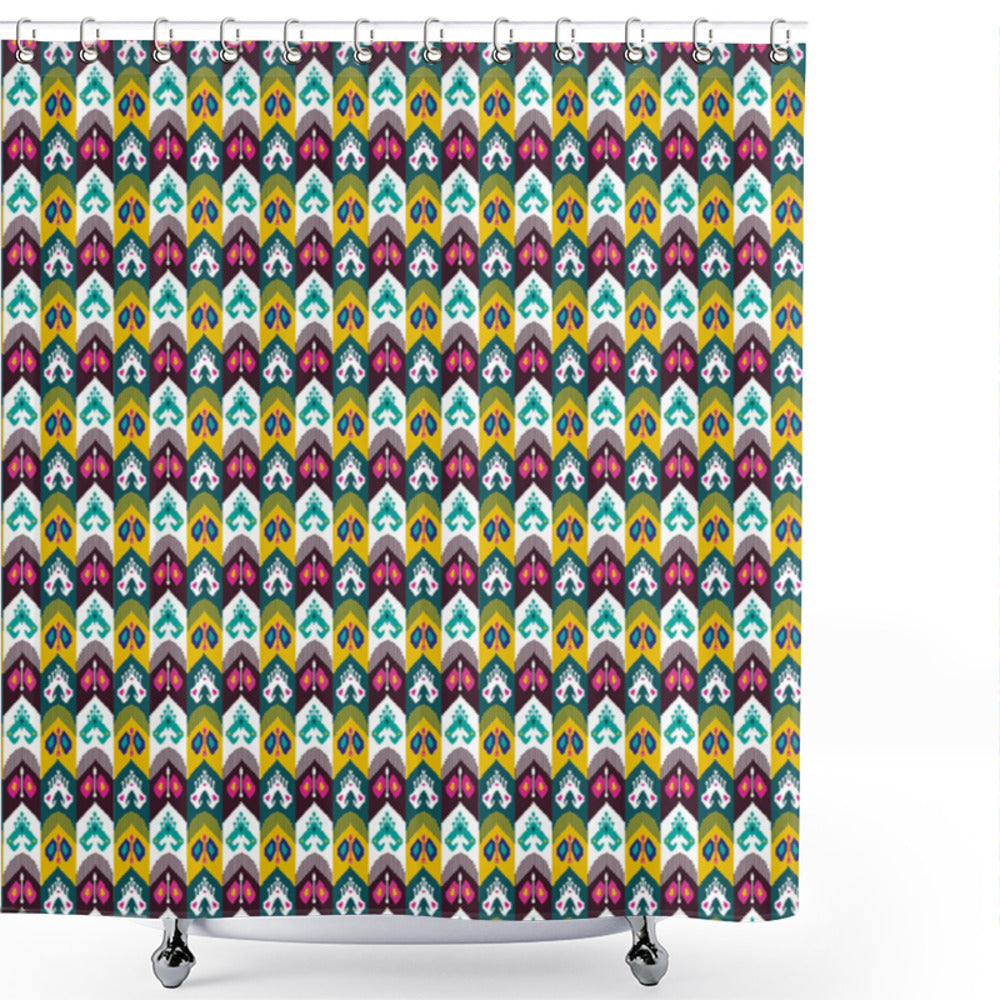 Boho Arrow Ikat Shower Curtain in Multicolor Motifs