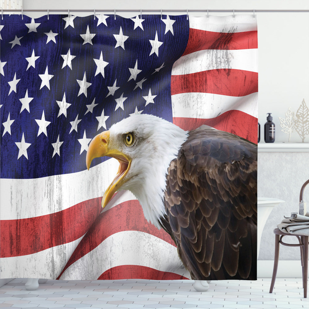 American Flag Bald Eagle Multicolor Shower Curtain - Enhance Your Bathroom Décor