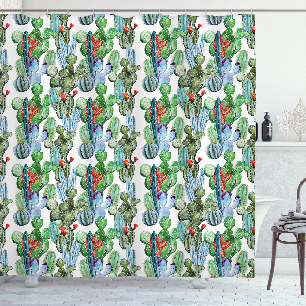 Cactus-inspired Multicolor Hawaiian Summer Theme Shower Curtain