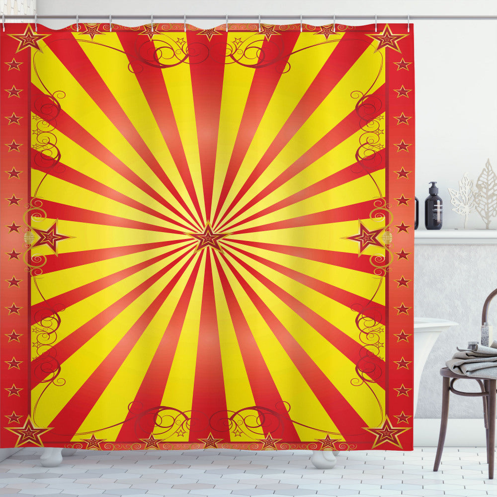 Circus-inspired Multicolor Retro Flyer Background for Shower Curtain