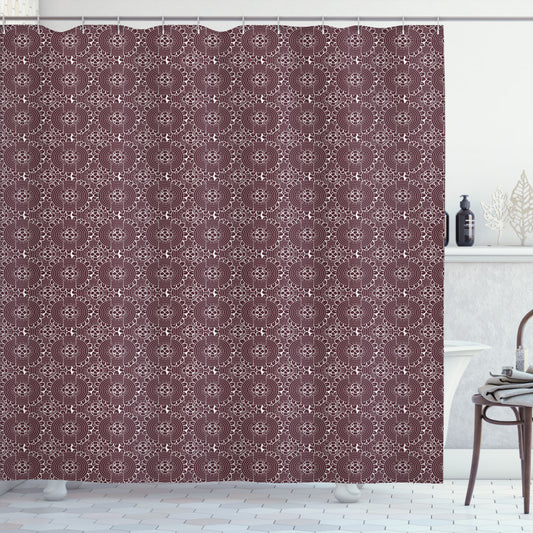 Abstract Primitive Geometric Art in White and Brown: Shower Curtain