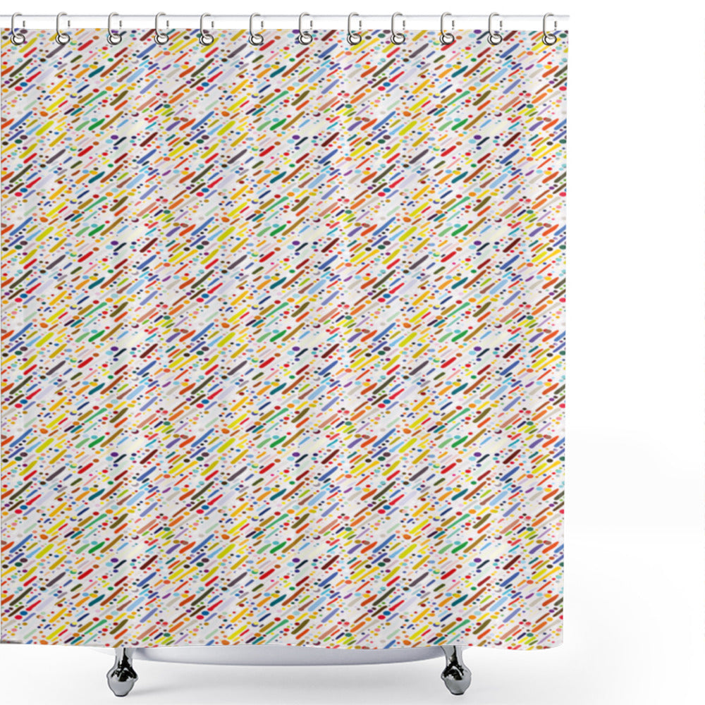 Abstract Multicolor Stripes and Dots Shower Curtain