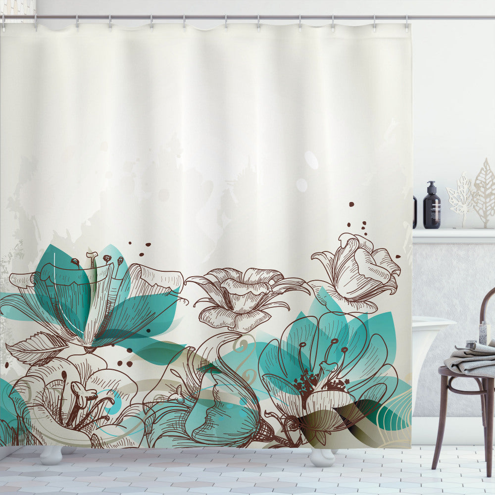 Turquoise, Beige, and Teal Retro Hibiscus Art Shower Curtain: An Optimal Rewrite