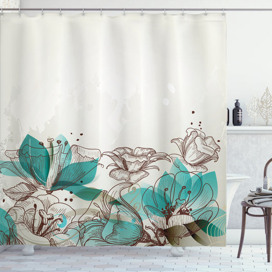 Turquoise, Beige, and Teal Retro Hibiscus Art Shower Curtain: An Optimal Rewrite