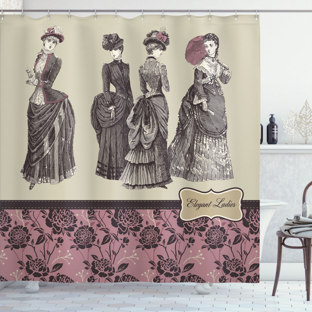 Victorian Grey Rose Women Fashion Handbag - Shower Curtain