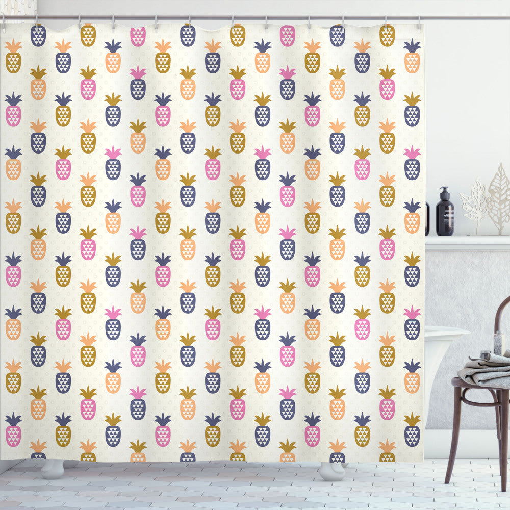 Abstract Multicolor Polka Dot Pineapple Shower Curtain