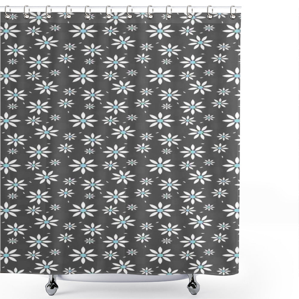 Abstract Floral Composition in Pale Blue Grey and White: A Shower Curtain Design Upgrade