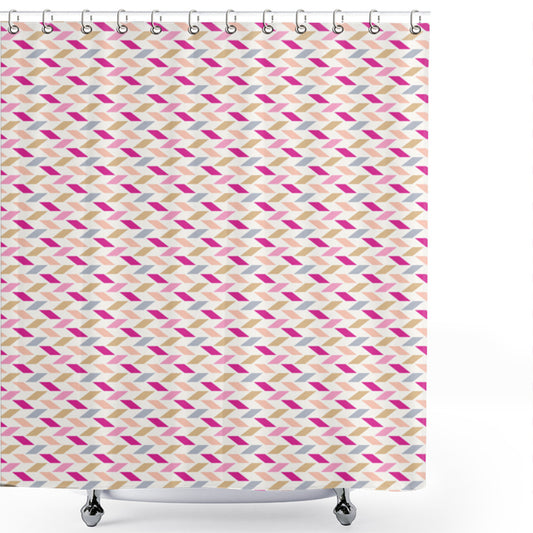 Zig Zag Multicolor Shower Curtain with Short Cut Skewed Lines