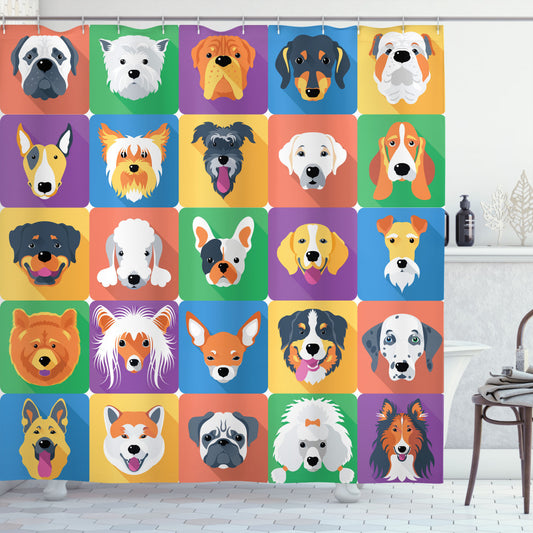 Terrier Labrador Breed Pets Inspired Dog Design Purple and Green Shower Curtain