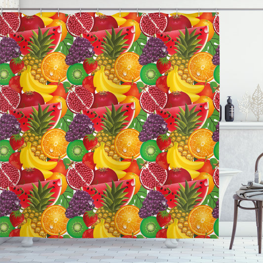 Vibrant Tropical Fresh Fruits Multicolor Shower Curtain