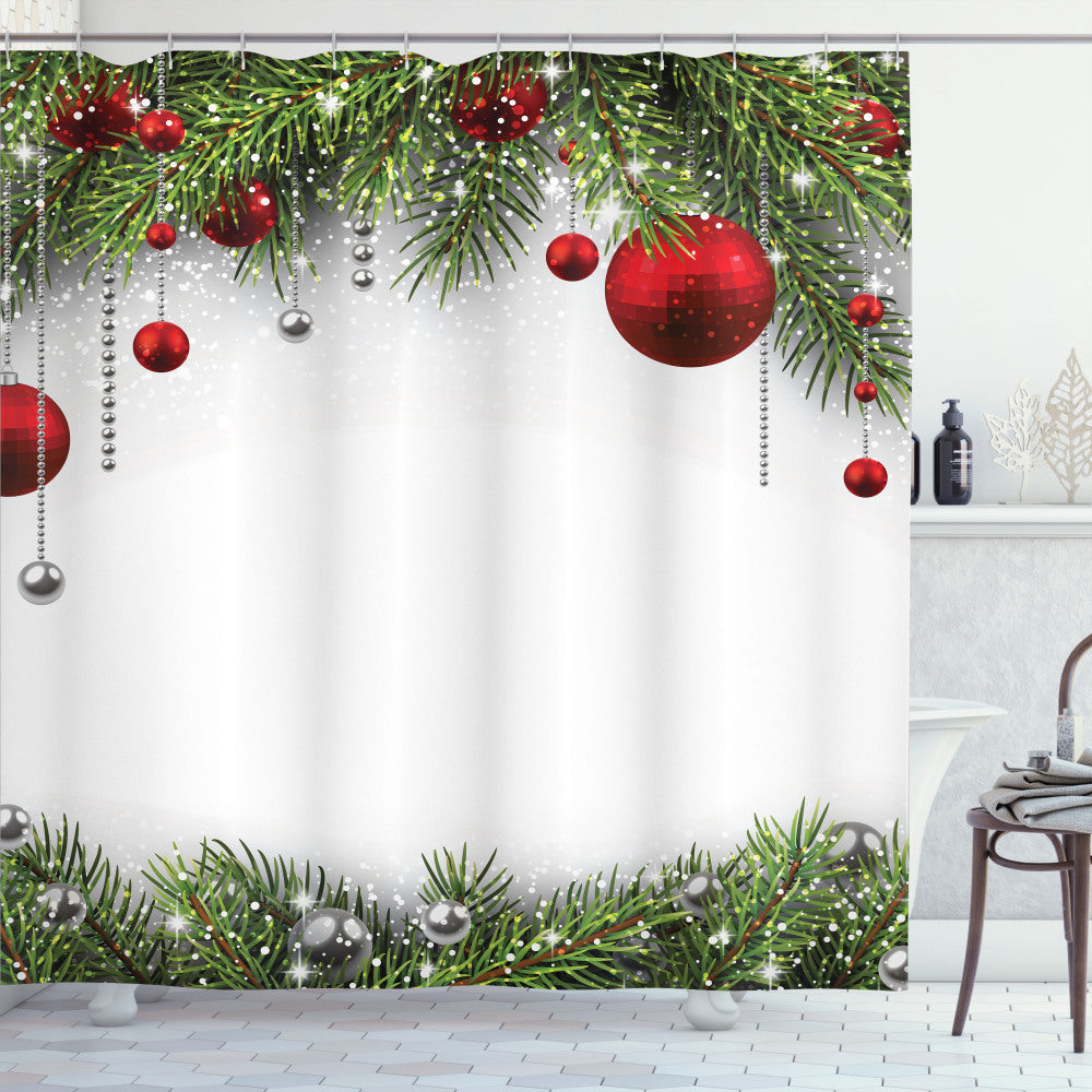 Christmas Multicolor Baubles Noel Tree Shower Curtain