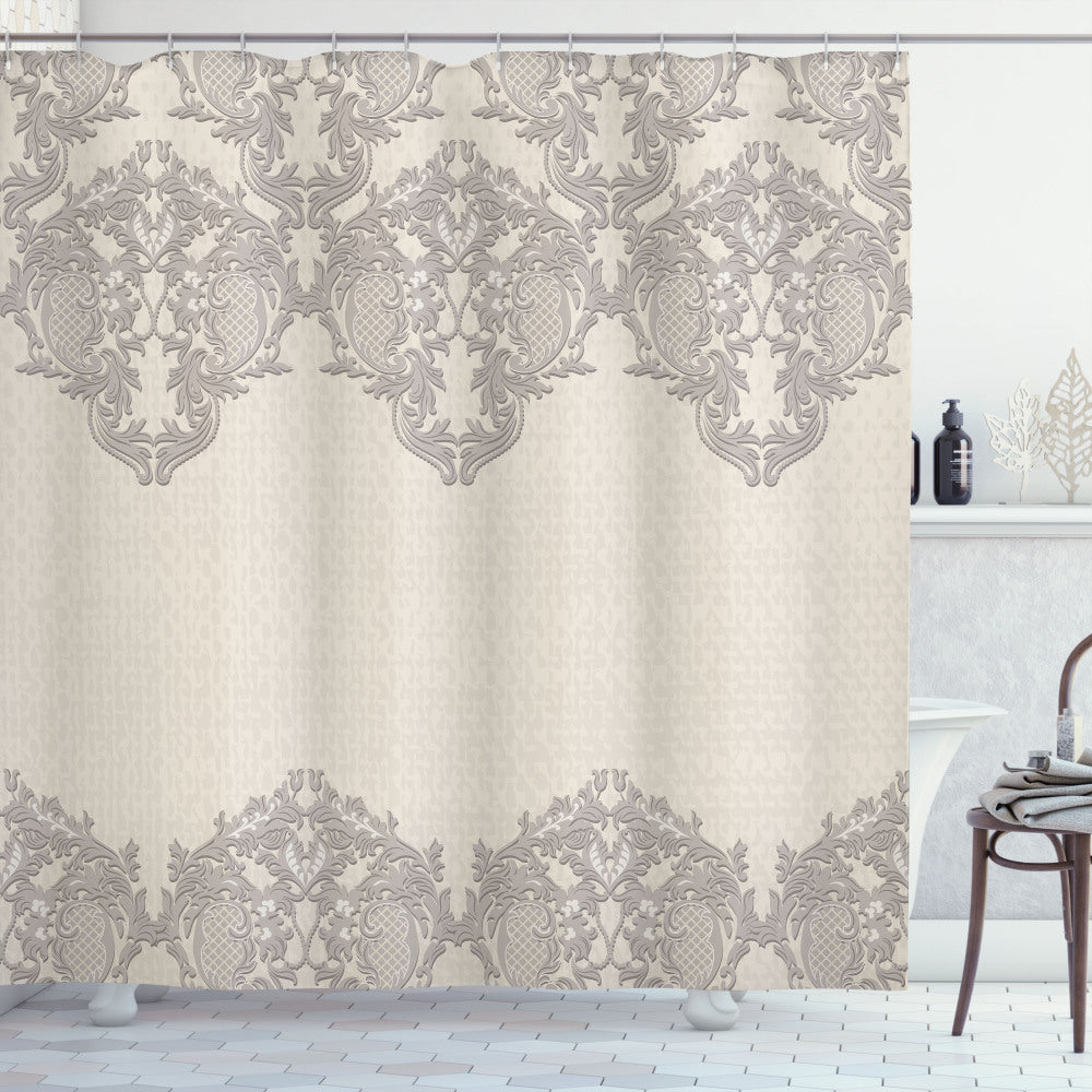 Taupe Retro Lace-Like Shower Curtain: A Delicate Touch for Your Bathroom