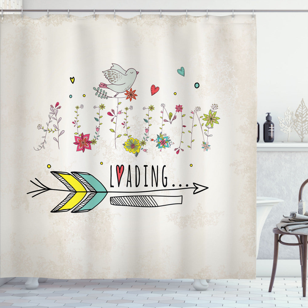 Vibrant Fall Floral Shower Curtain in Yellow, Beige, and Red Tones