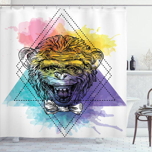 Colorful and Quirky Geometric Sketch Bath Curtain