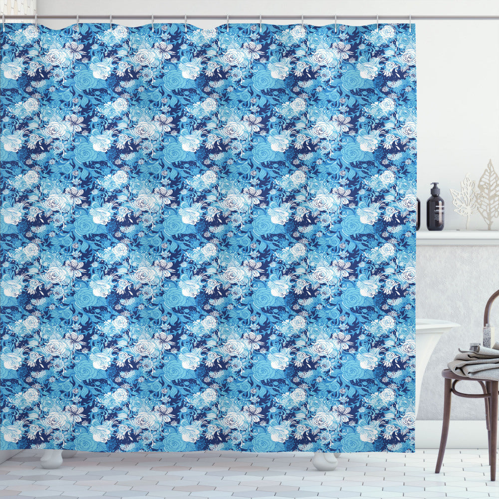 Blue Rose Color Palette Shower Curtain