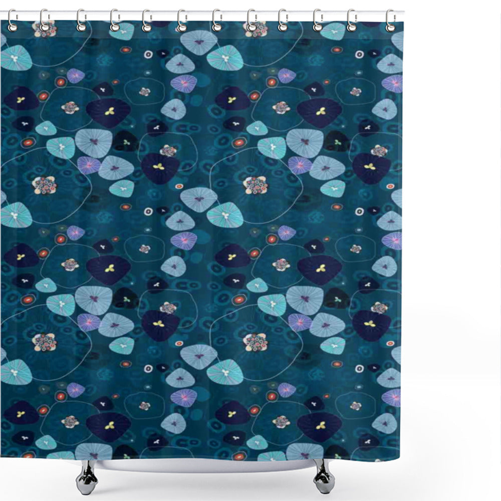 Abstract Deep Sea Jellyfish Multicolor Shower Curtain