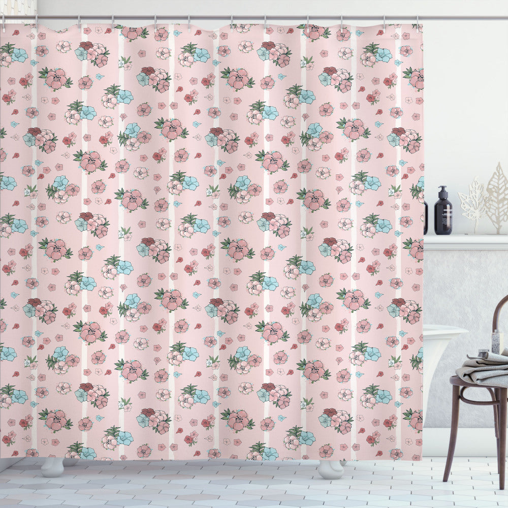 Vibrant Floral Art Shower Curtain with Exotic Multicolor Flowers