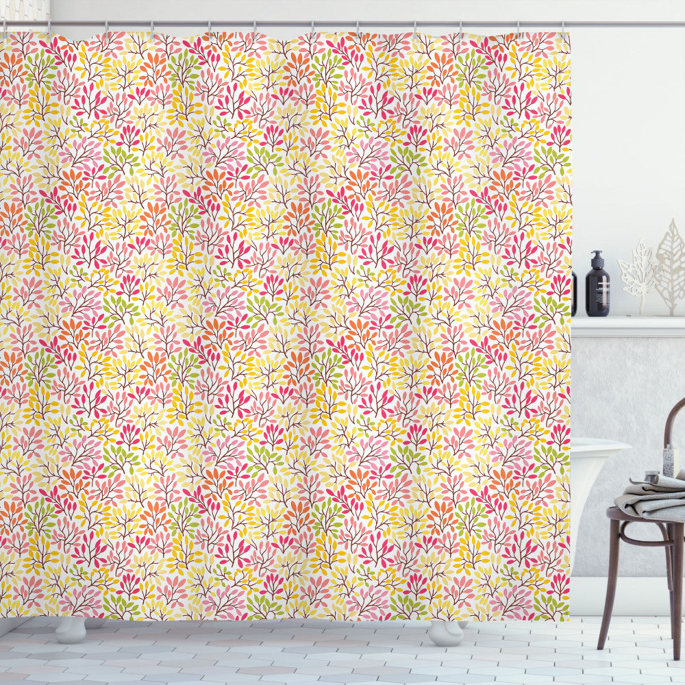 Vibrant Pastel and Multicolor Twigs and Foliage Shower Curtain