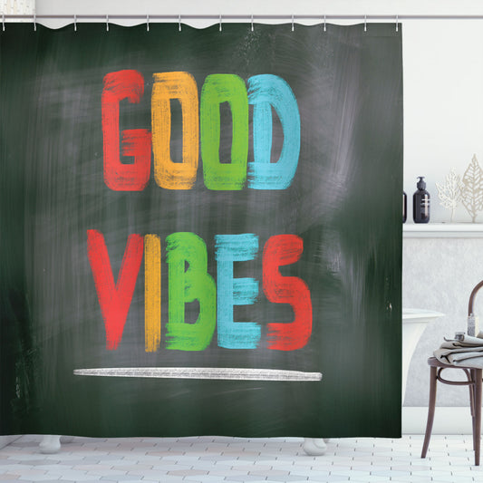 Chill in Style with Multicolor Blackboard-Themed Shower Curtain