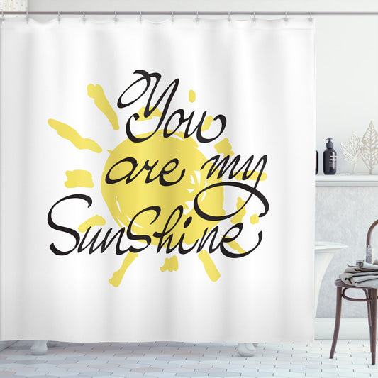 Valentines Sun Romance: Charcoal Grey and Yellow Shower Curtain