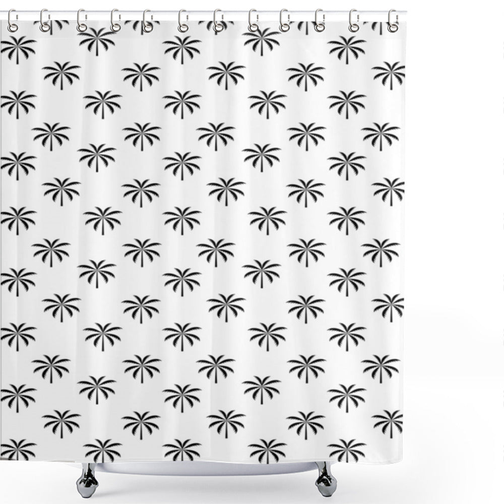 Black Palm Tree Leaves on White Background - Stylish Shower Curtain