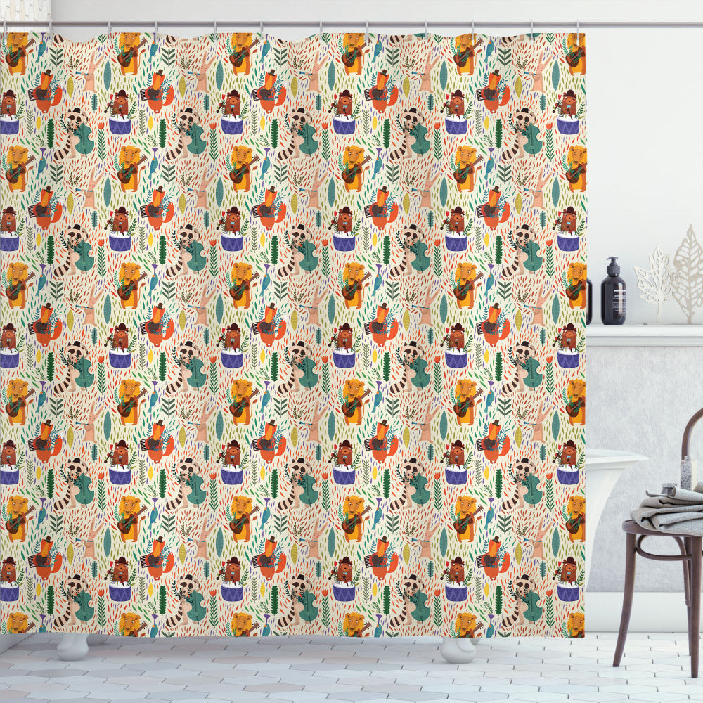 African Jungle Band Lion Bear Multicolor Shower Curtain