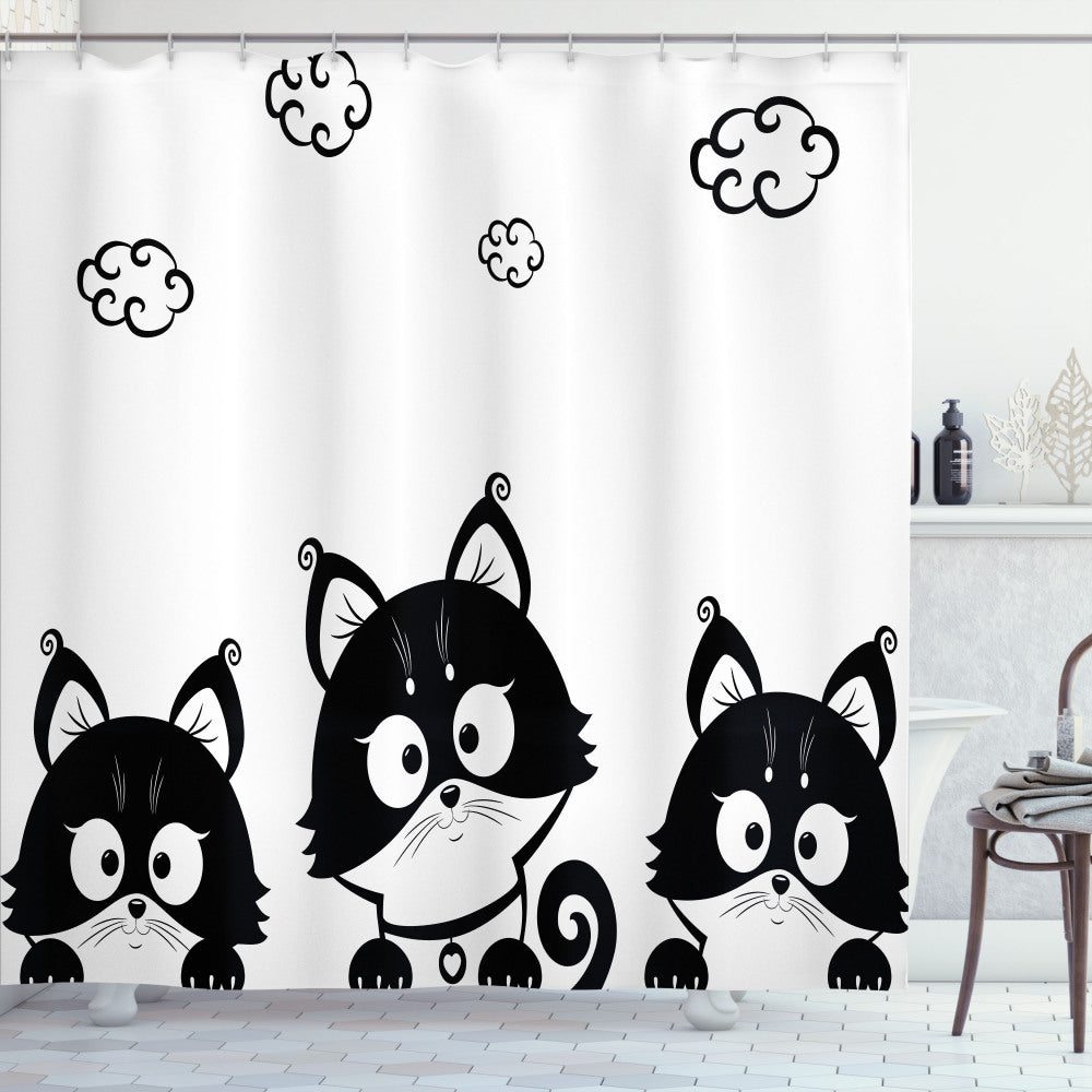 3 Black and White Kittens-inspired Shower Curtain Designs