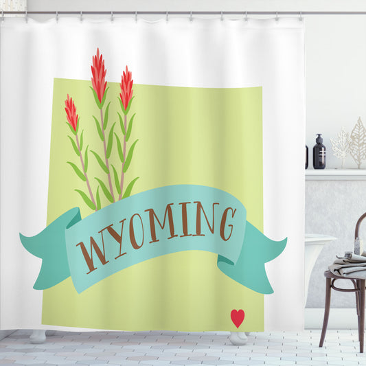 Wyoming State Flower-Inspired Pale Green and Multicolor Shower Curtain