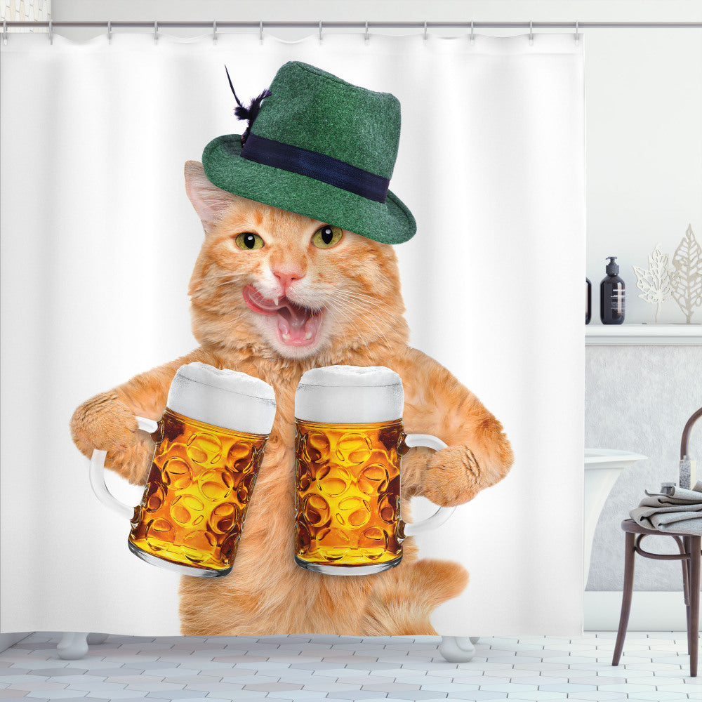 Cat-Lovers Rejoice with this Multicolor Funny Cool Cat Hat Beer Mug Shower Curtain