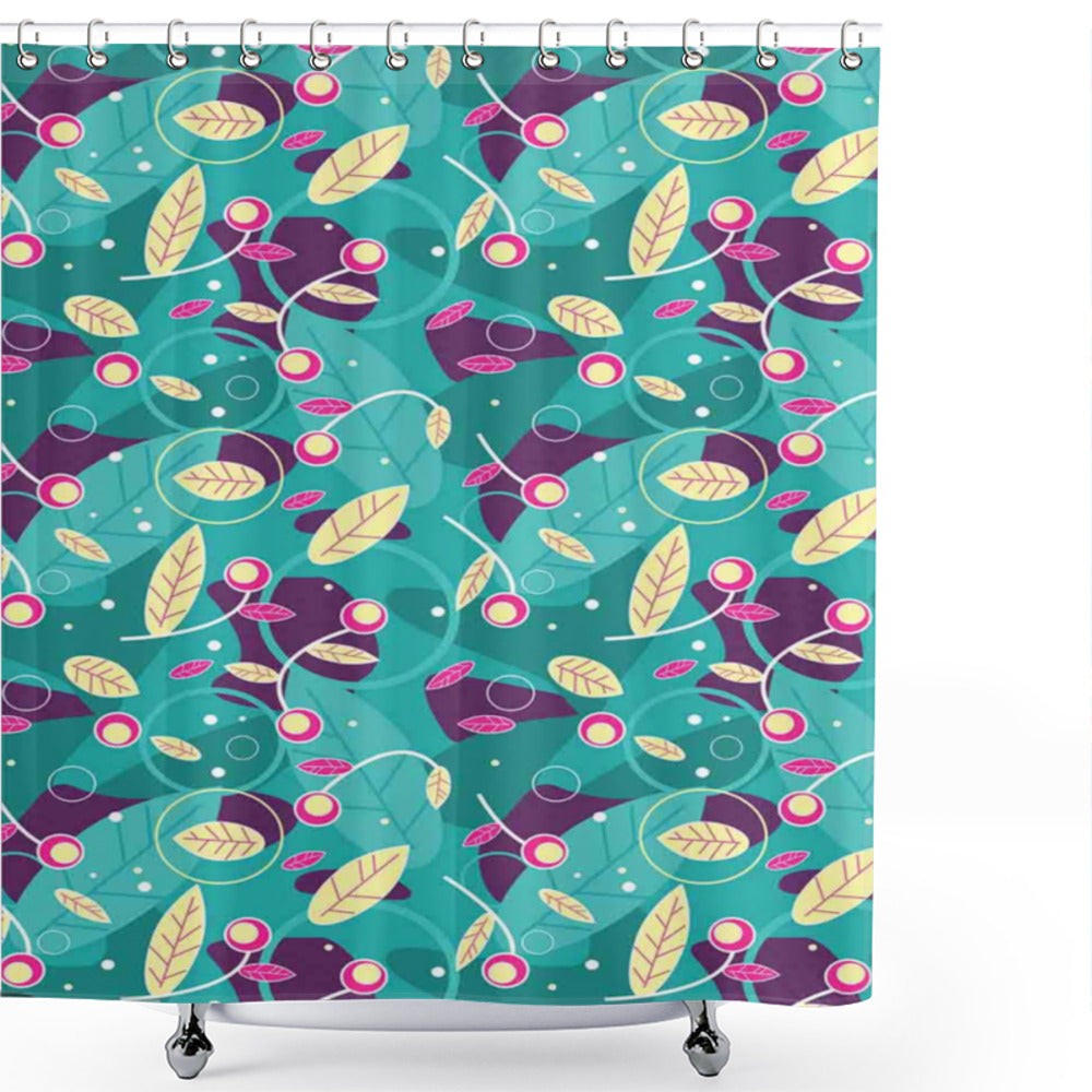 Bright and Colorful Berries and Flowers Abstract Art Shower Curtain