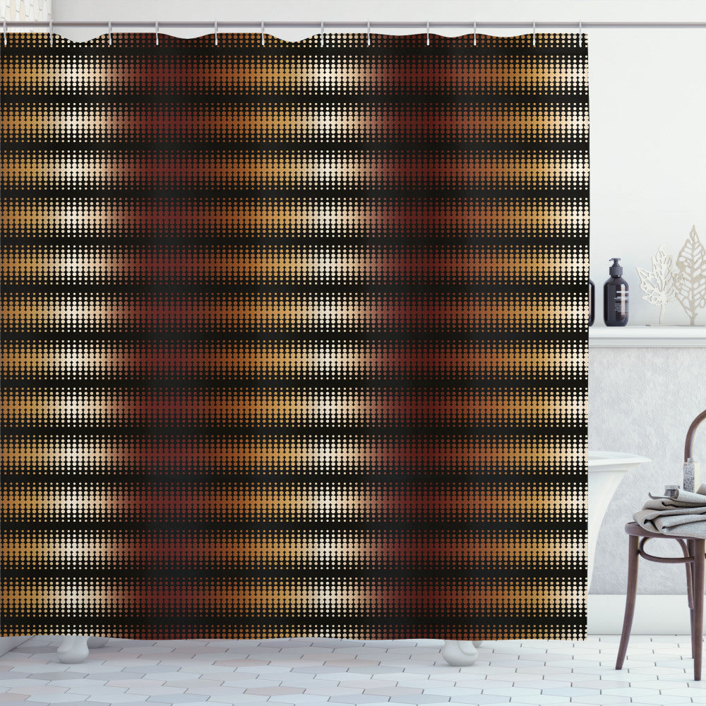 Abstract Dotted Pattern in Dark Grey, Redbrown, Champagne, and Pale Brown: A Stylish Shower Curtain