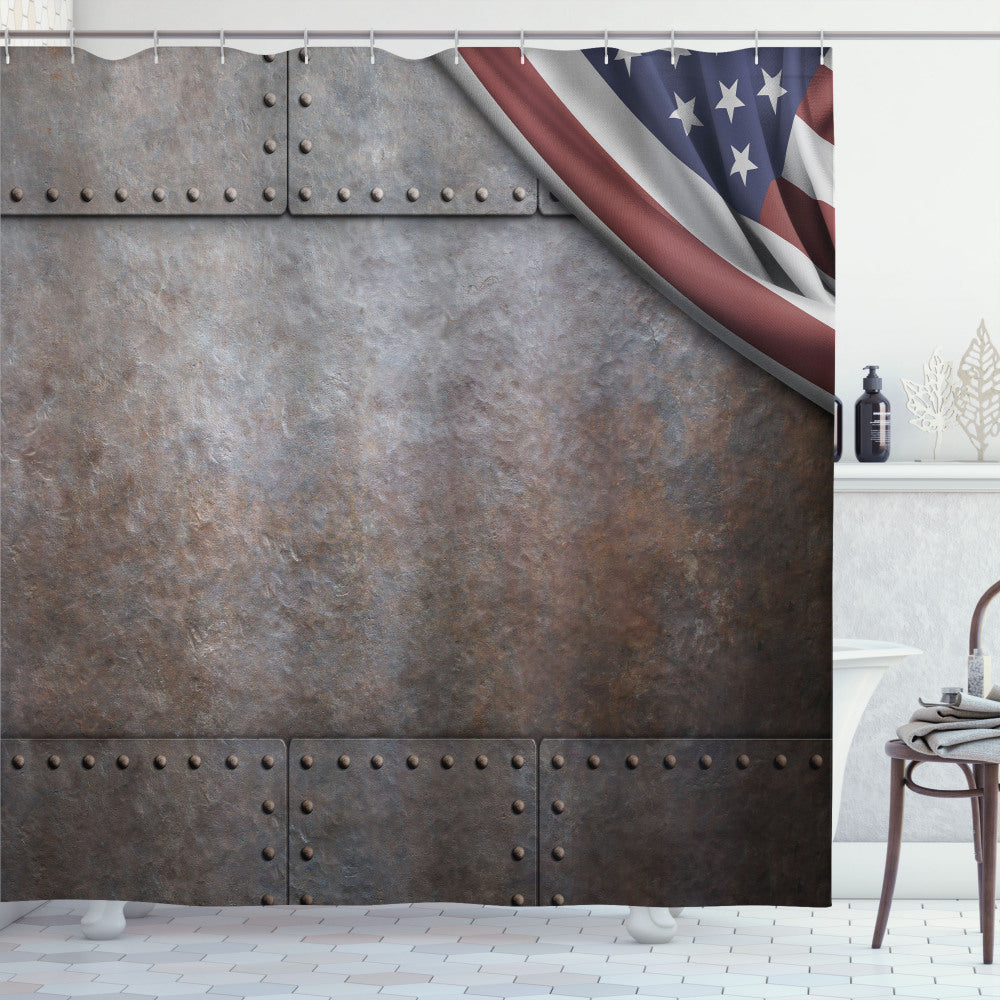 American Brown USA Iron Armor Plaque Shower Curtain - Enhancing your Bathroom Decor