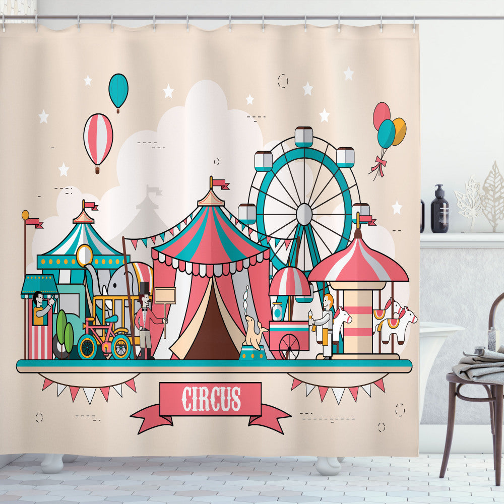 Circus Multicolor Flat Balloons Shower Curtain: A Fun and Colorful Addition to Your Bathroom