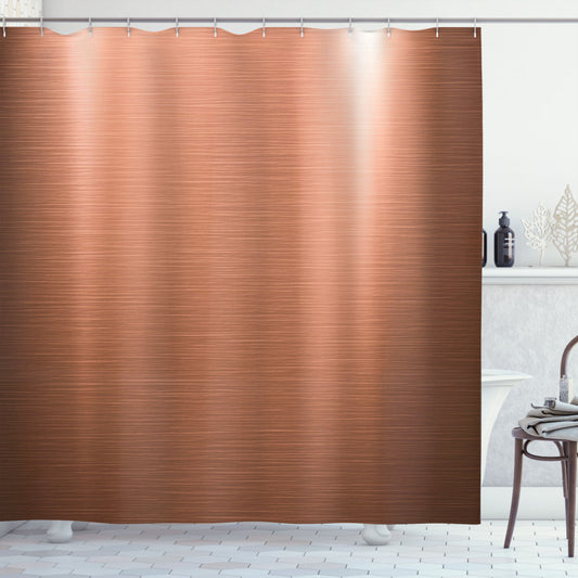 Abstract Industrial Modern Shower Curtain in Pale Coral and Chocolate Color Palette