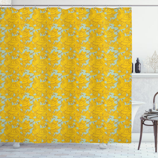 Botanical Romance: A Sketch of Roses in Pale Green and Yellow Shower Curtain