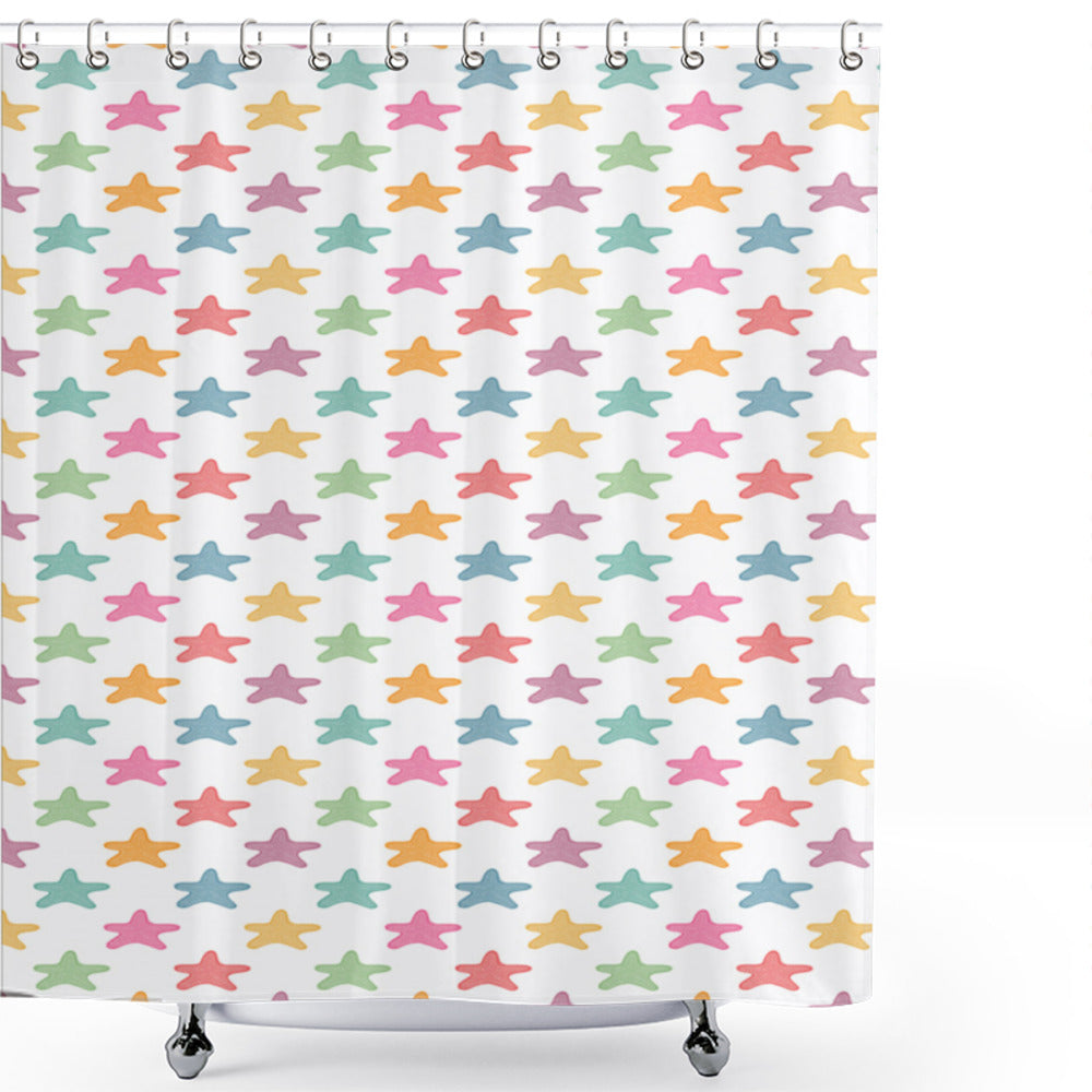 Vibrant Exotic Fauna: Multicolored Starfish Shower Curtain